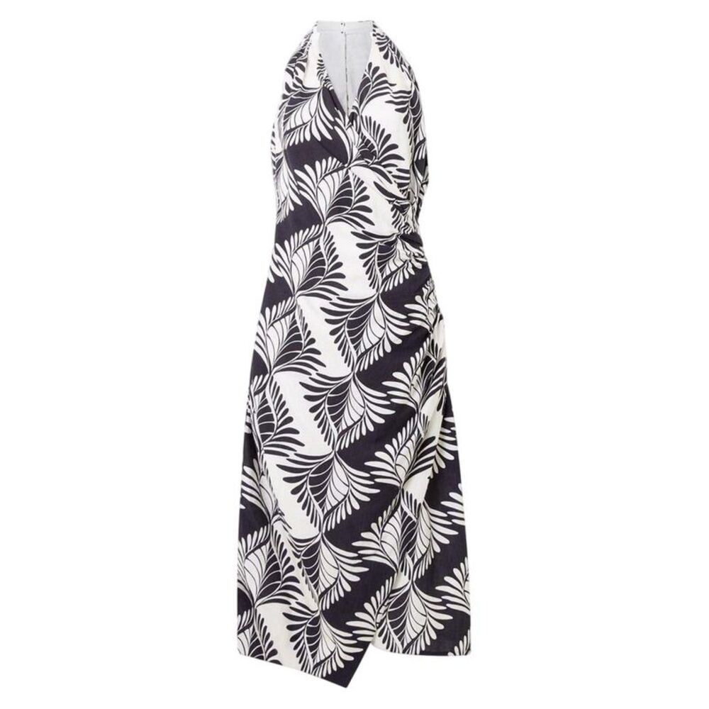 French Connection Womens/Ladies Ariette Leaf Print Halter Neck Wrap Dress / Blac